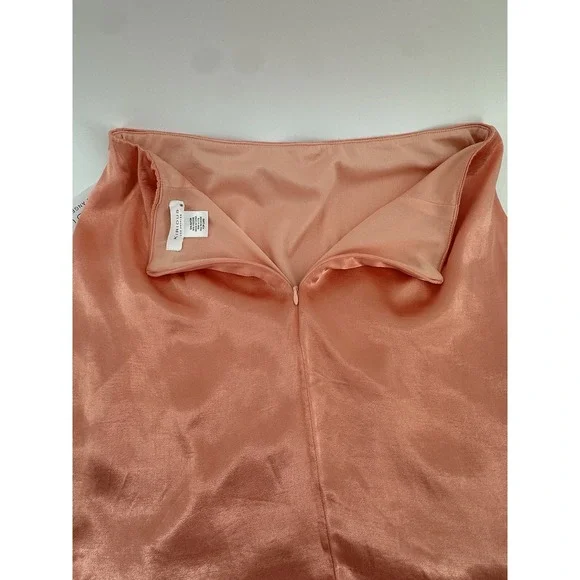 Kirious Los Angeles Peach Satin Mini Skirt S Slip Style Silky Skirt Sexy Flirty - Picture 6 of 11